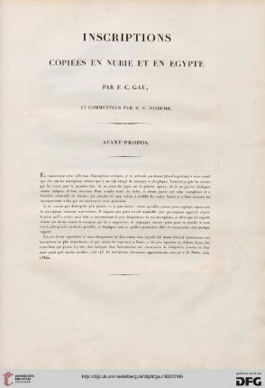 Inscriptions copiées en Nubie et en Egypte