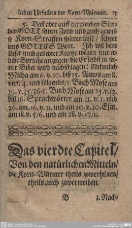 Das vierdte Capitel/Von den natürlichen Mitteln/die Korn-Würmer theils zuverhüten/theils auch zuvertreiben.