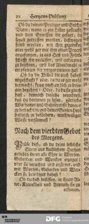 Hertzens-Prüfung nach dem vierdten Gebot.