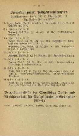 Verwaltungsamt Polizeikrankenhaus