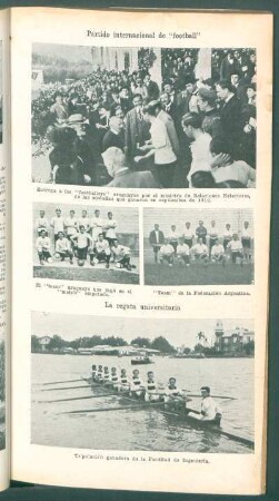 Partido internacional de "football" [y] La regata universitaria - [Fotografías]