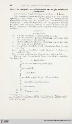 19: Ueber die Helligkeit des Sonnenlichtes und einiger künstlicher Lichtquellen