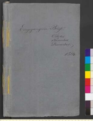 Alter Umschlag "Eingegangene Briefe October November. December. 1824."