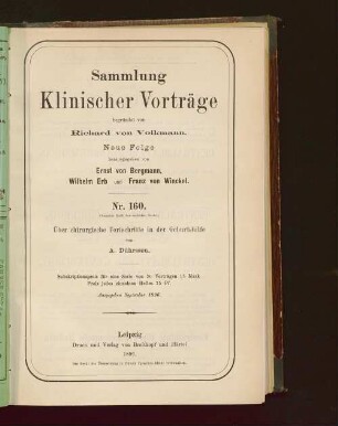 Über chirurgische Fortschritte in der Geburtshilfe
