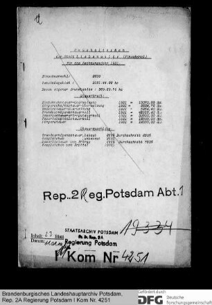 Haushaltsplan der Stadtgemeinde Liebenwalde für das Rechnungsjahr 1931