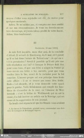 Anne Louise Germaine de Staël-Holstein an August Wilhelm von Schlegel, Stockholm, 23.05.1813