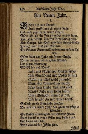 Am Neuen Jahr. - Anderer Oster-Feyertag.
