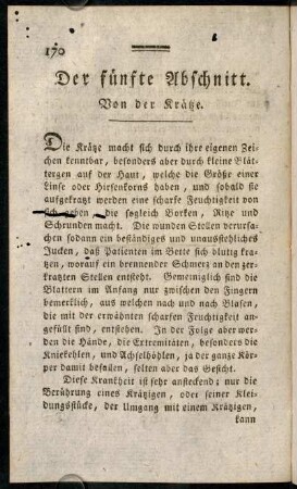 170-184, Der fuenfte Abschnitt. Von der Kraetze.