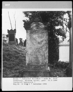 Grabstein von Abraham Jacobi (+ 1886.03.22)