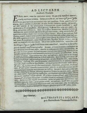 Ad Lectorem Authoris Præfatio.