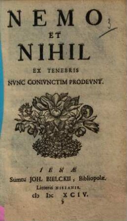 Nemo et nihil ex tenebris nunc coniunctim prodeunt