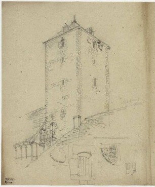 Marienburg bei Hildesheim, Wohnturm, Turm mit Zinnen von Norden