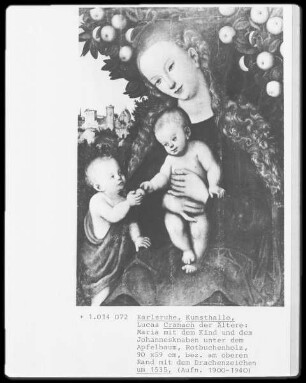 Maria mit dem Kinde und dem Johannesknaben unter einem Apfelbaum