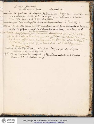 Livres français in ordinair Octavo. Memoires