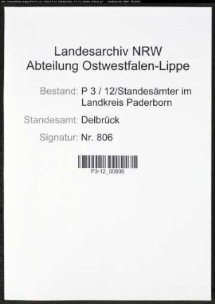 Heiratsregister Standesamt Delbrück