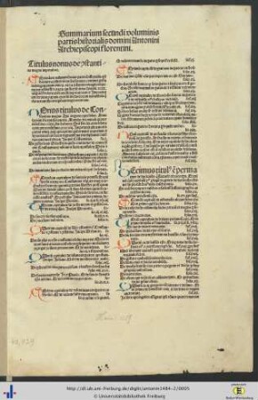 Summarium secundi voluminis partis historialis domini Antonini Archiepiscopi florentini.