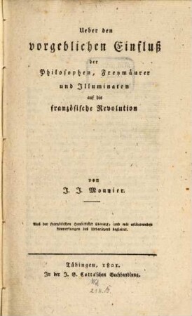 Ueber den vorgeblichen Einfluß der Philosophen ... auf die französische Revolution