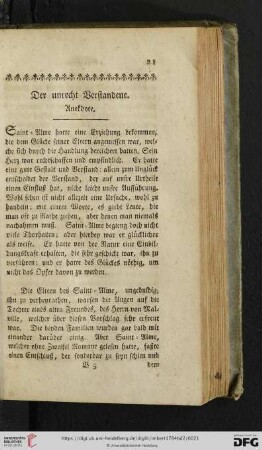 Der unrecht Verstandene. Anekdote