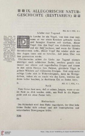 IX. Allegorische Naturgeschichte (Bestiarius)