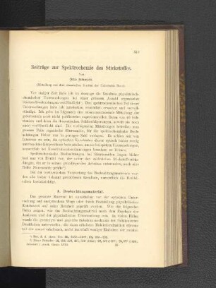 Beiträge zur Spektrochemie des Stickstoffes