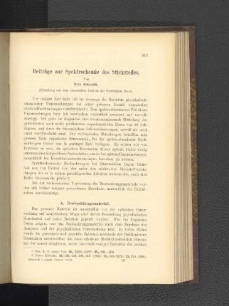 Beiträge zur Spektrochemie des Stickstoffes