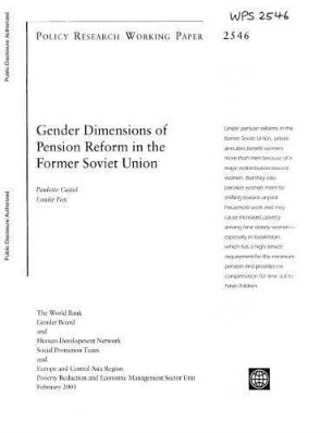 Gender dimensions of pension reform in the former Soviet Union