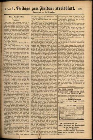 Zweite Ausgabe vom Samstag, den 03. Dezember 1898.
