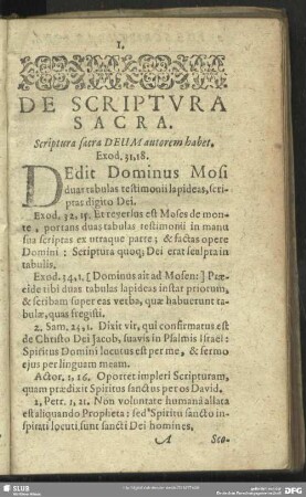 I. De Scriptura Sacra