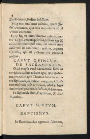 Caput Sextum. Baptismus.