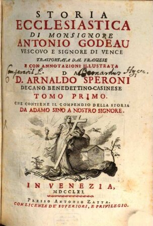 Storia Ecclesiastica, 1. Che Contiene Il Compendio Della Storia Da Adamo Sino A Nostro Signore