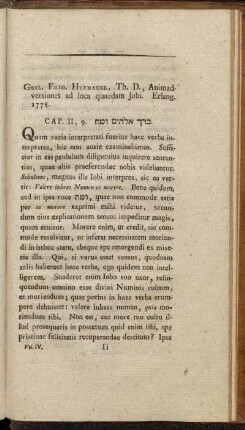 [ XIV. Guil. Frid. Hufnagel, Th. D., Animadversiones ad loca quaedam Iobi....]