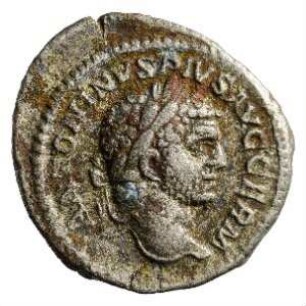 Münze, Denar, 217 n. Chr.