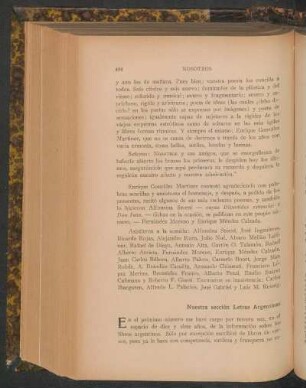 Nuestra sección Letras Argentinas