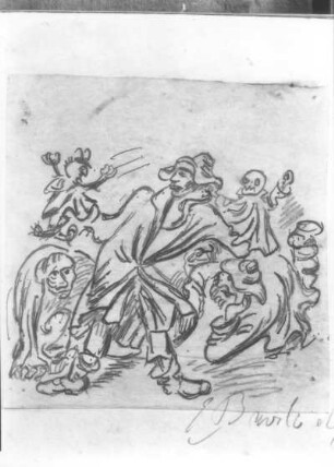 Pause zu "Der Puppenspieler" : Pause zu "Der Puppenspieler". 137 x 134 mm (E. Barlach). ehem. Güstrow: Eigentum des Künstlers