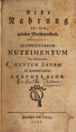 Erste Nahrung für den gesunden Menschenverstand