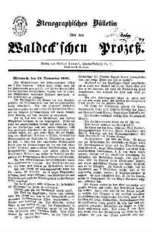 Stenographisches Bülletin über den Waldeckschen Prozess