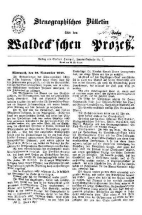 Stenographisches Bülletin über den Waldeckschen Prozess