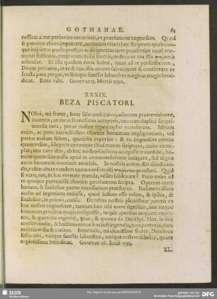 XXXIX. Beza. Piscatori
