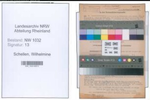 Entnazifizierung Wilhelmine Schellen , geb. 15.01.1895 ()