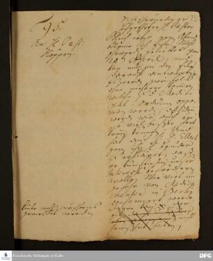 Brief von [August Hermann Francke] an Johann Ulrich Christian Köppen.