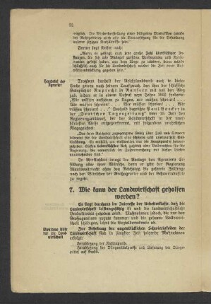 7. Wie kann der Landwirtschaft geholfen werden?