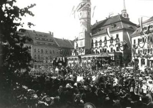 Bautzen. Huldigung für Friedrich August III., König von Sachsen, auf dem Hauptmarkt
