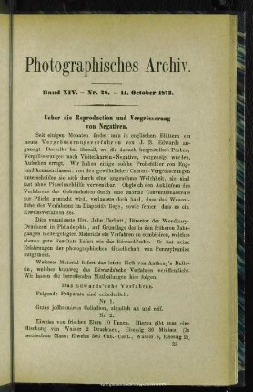 Ueber die Reproduction und Vergrösserung von Negativen