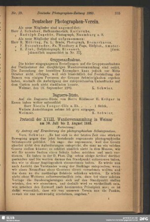 Protocoll der XVIII. Wanderversammlung in Weimar