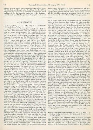745-746 [Rezension] Theologisches Jahrbuch 1965