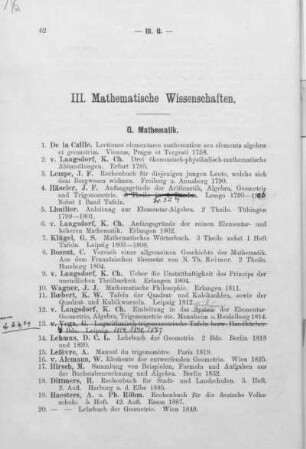 III. Mathematische Wissenschaften