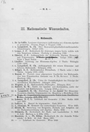 III. Mathematische Wissenschaften