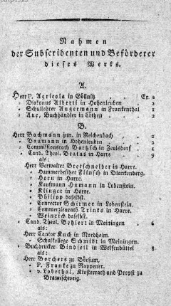 Nahmen der Subscribenten und Befoerderer dieses Werks