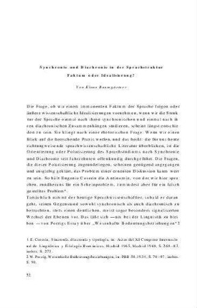 Diachronie und Synchronie der Sprachkultur : Faktum oder Idealisierung?