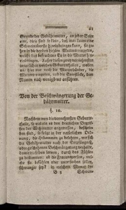 Von der Beschwängerung der Gebährmutter.